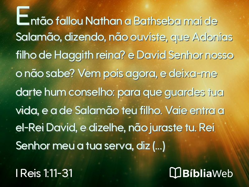 I Reis 1:11-31 em imagem para compartilhar