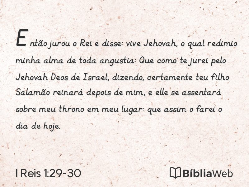 I Reis 1:29-30 em imagem para compartilhar