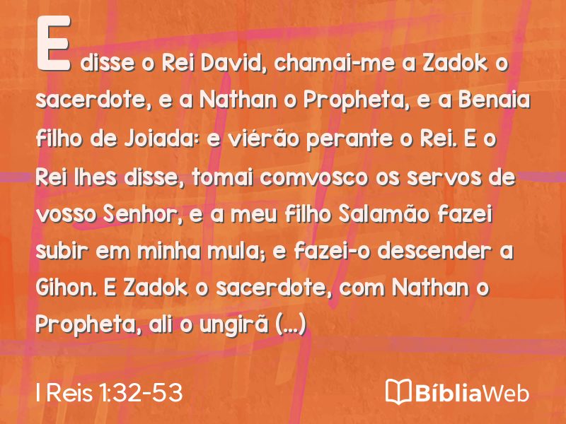 I Reis 1:32-53 em imagem para compartilhar