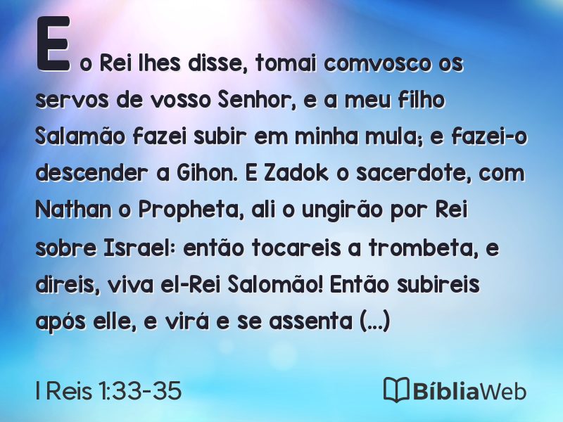 I Reis 1:33-35 em imagem para compartilhar