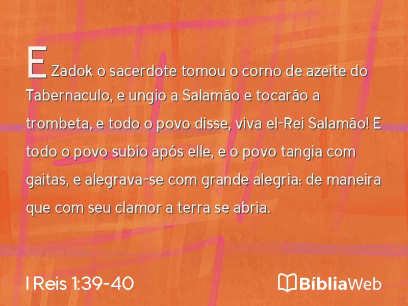 I Reis 1:39-40 em imagem para compartilhar