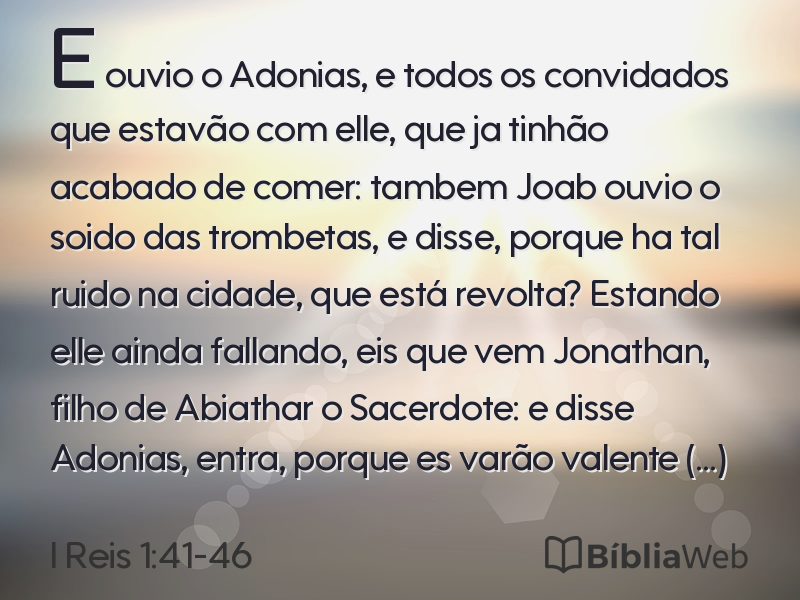 I Reis 1:41-46 em imagem para compartilhar
