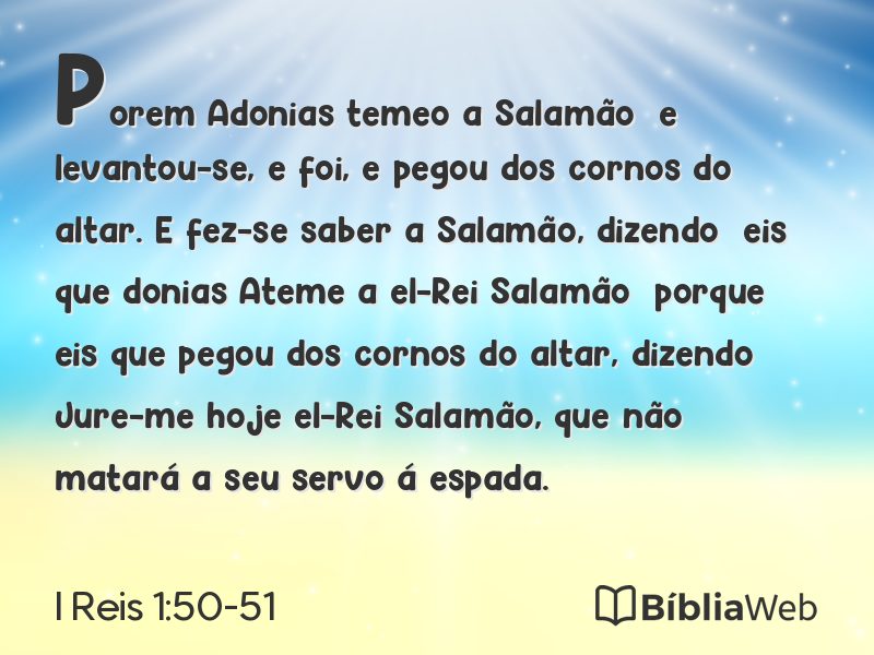 I Reis 1:50-51 em imagem para compartilhar