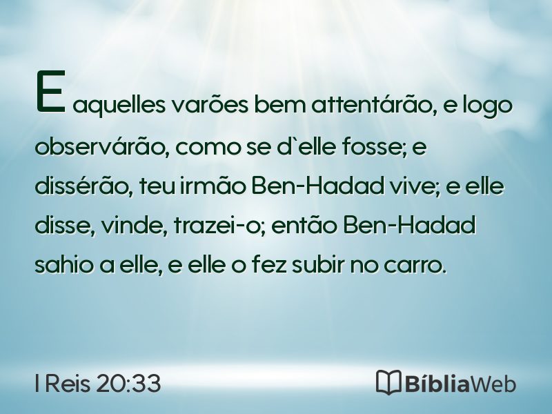 I Reis 20:33 em imagem para compartilhar