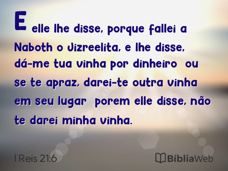 I Reis 21:6 em imagem para compartilhar