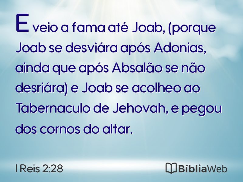 I Reis 2:28 em imagem para compartilhar