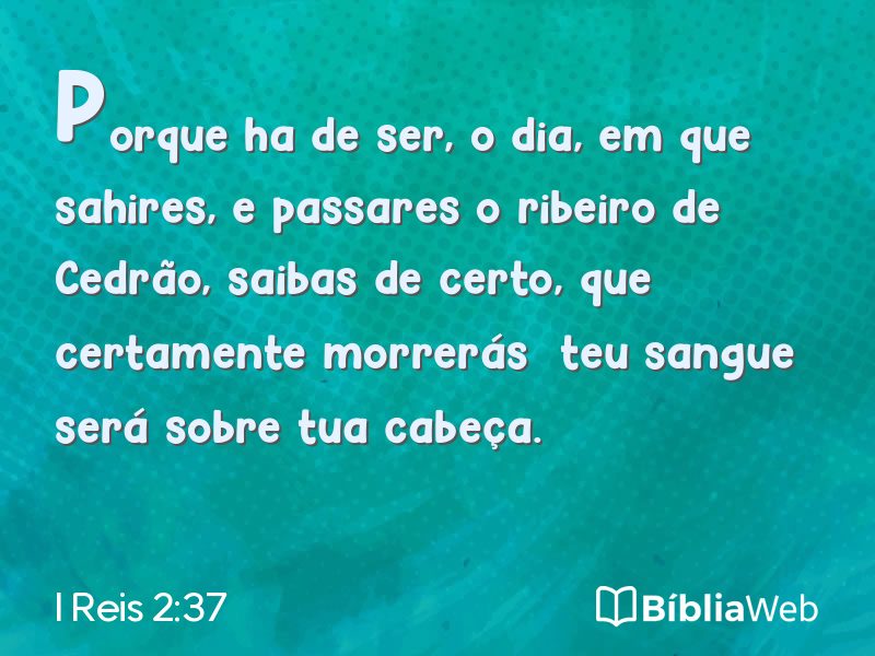 I Reis 2:37 em imagem para compartilhar