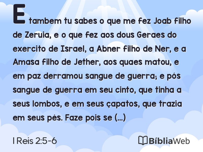 I Reis 2:5-6 em imagem para compartilhar