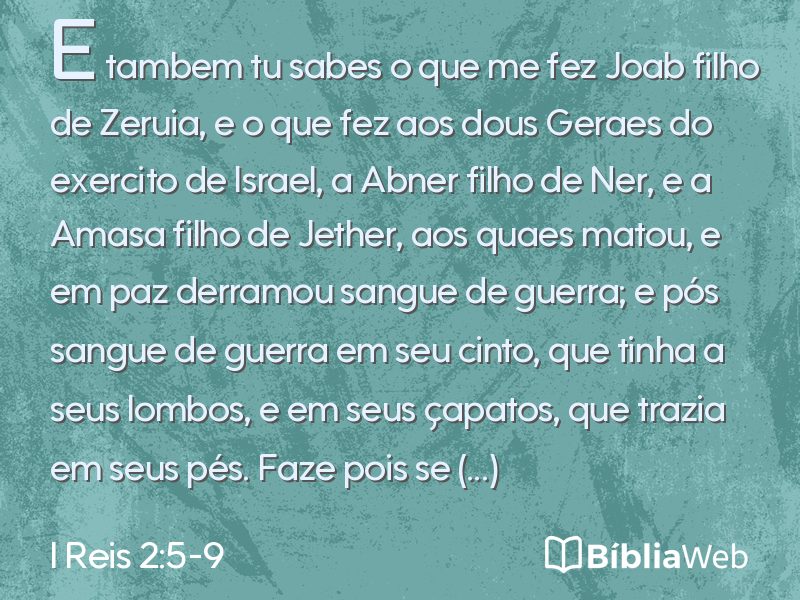 I Reis 2:5-9 em imagem para compartilhar