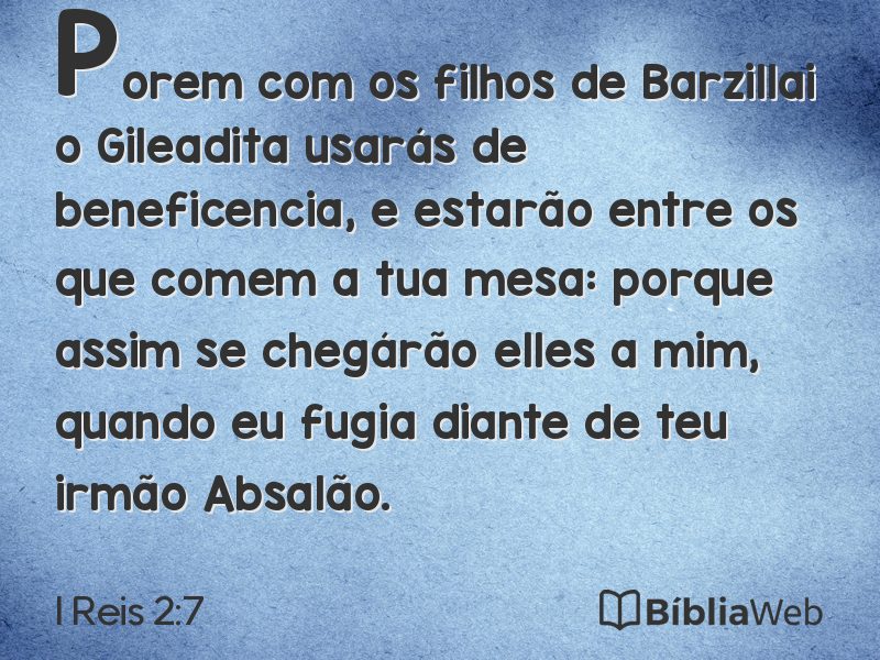 I Reis 2:7 em imagem para compartilhar