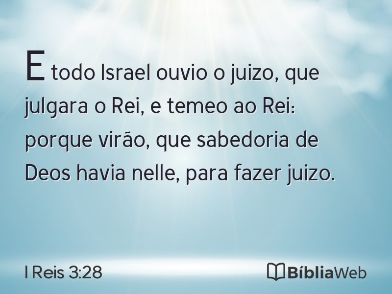 I Reis 3:28 em imagem para compartilhar