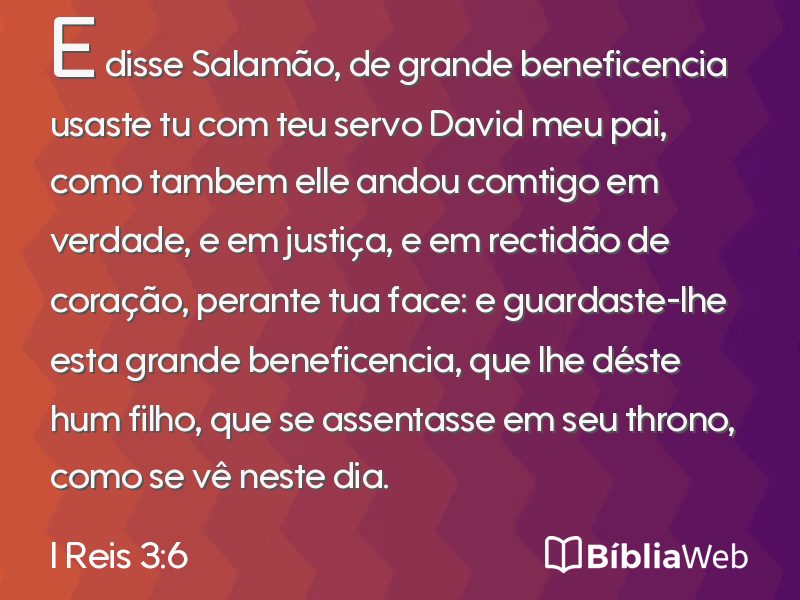 I Reis 3:6 em imagem para compartilhar