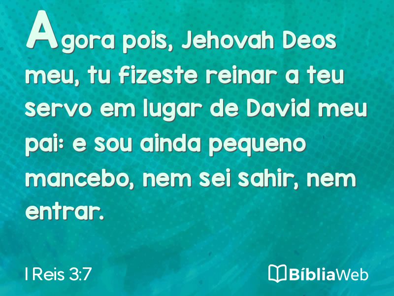 I Reis 3:7 em imagem para compartilhar