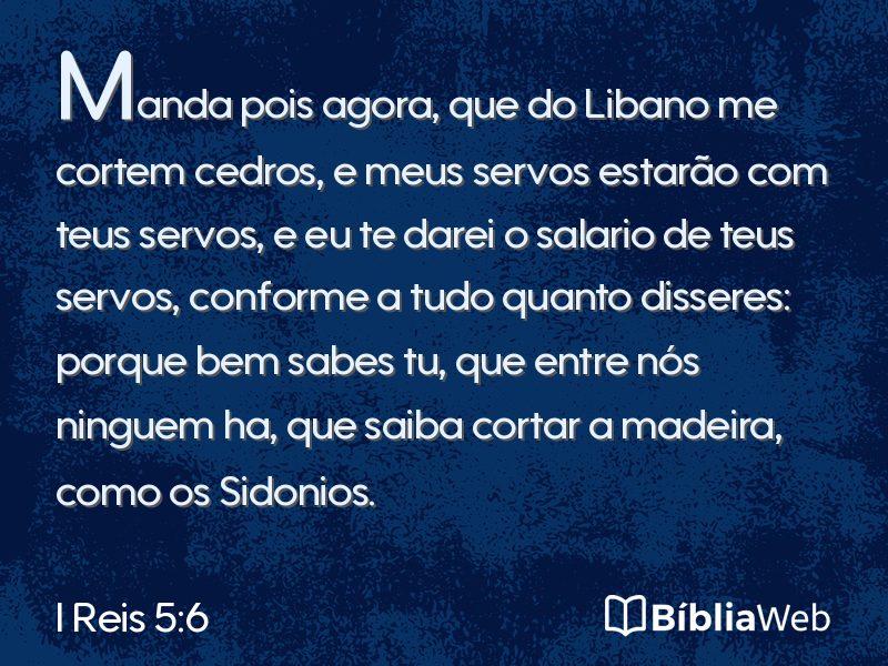 I Reis 5:6 em imagem para compartilhar