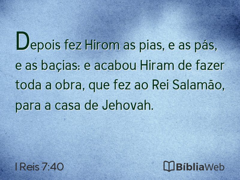I Reis 7:40 em imagem para compartilhar