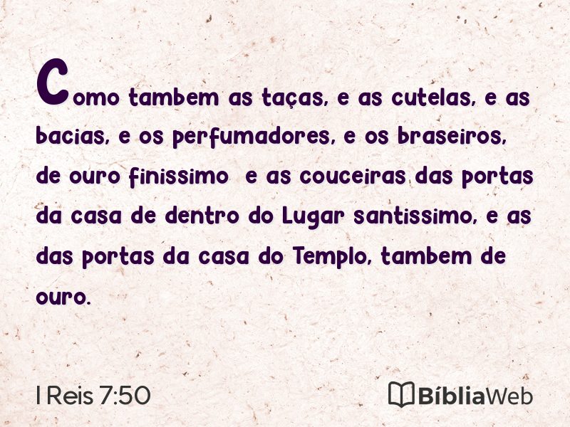 I Reis 7:50 em imagem para compartilhar