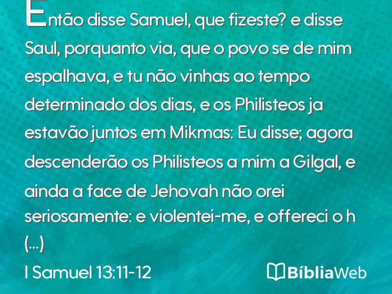 I Samuel 13:11-12 em imagem para compartilhar