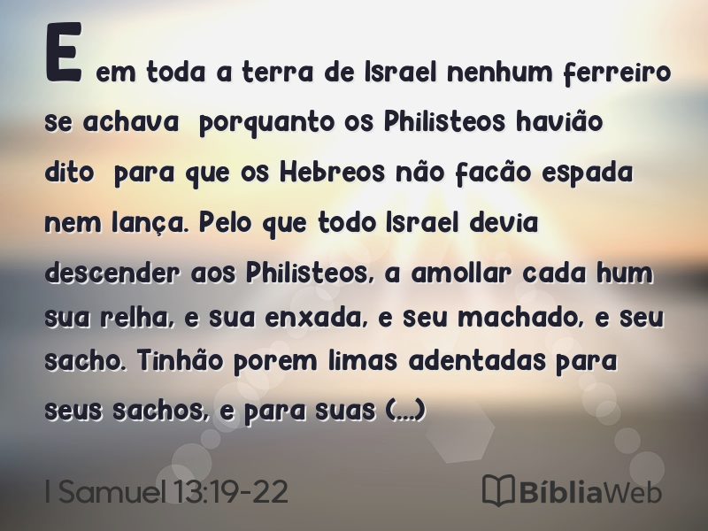 I Samuel 13:19-22 em imagem para compartilhar