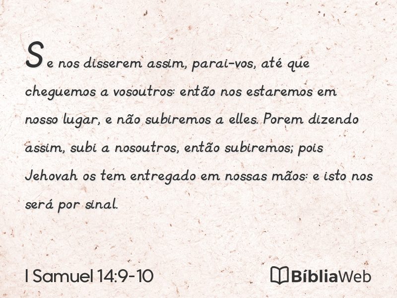 I Samuel 14:9-10 em imagem para compartilhar