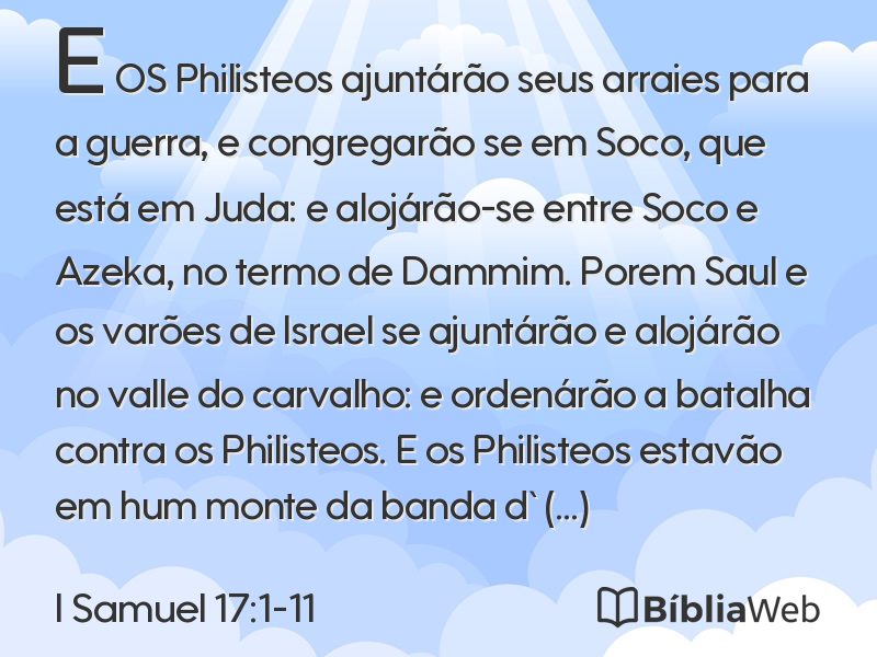 I Samuel 17:1-11 em imagem para compartilhar