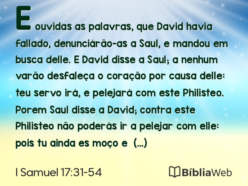 I Samuel 17:31-54 em imagem para compartilhar