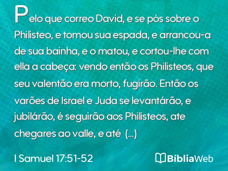 I Samuel 17:51-52 em imagem para compartilhar