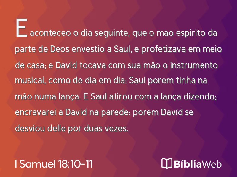 I Samuel 18:10-11 em imagem para compartilhar