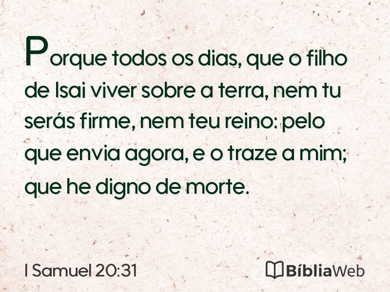 I Samuel 20:31 em imagem para compartilhar