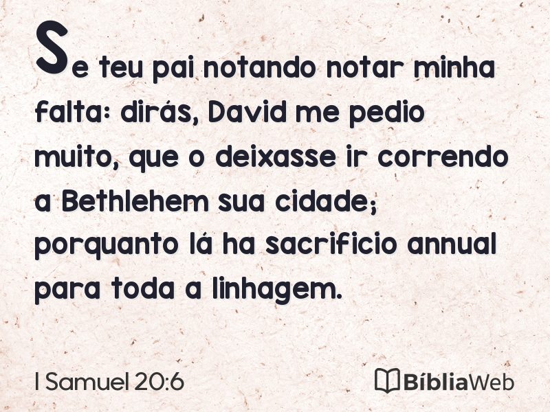 I Samuel 20:6 em imagem para compartilhar