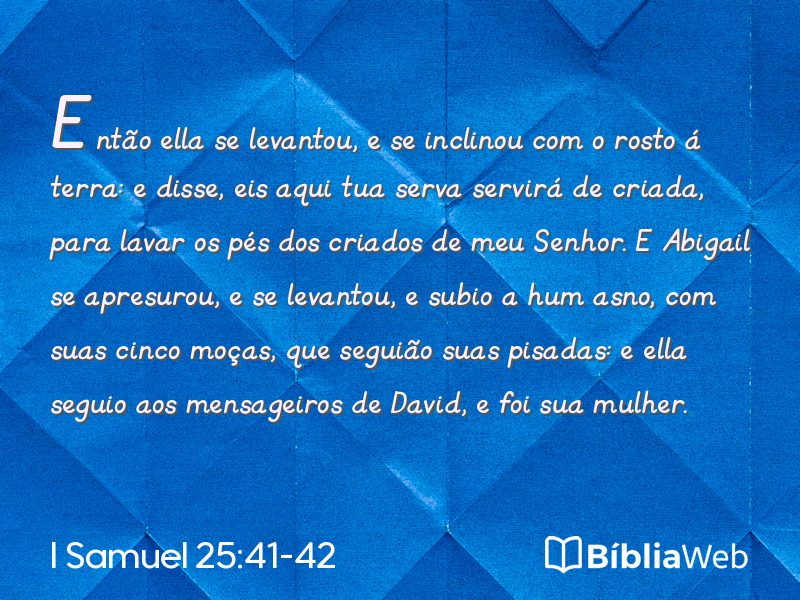 I Samuel 25:41-42 em imagem para compartilhar
