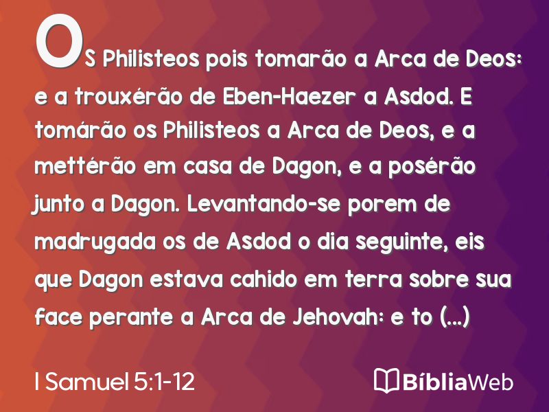I Samuel 5:1-12 em imagem para compartilhar