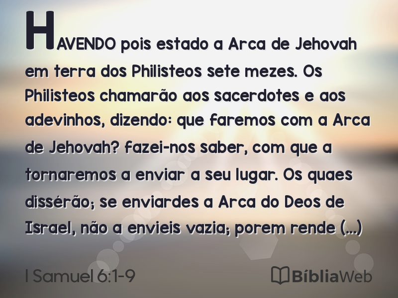 I Samuel 6:1-9 em imagem para compartilhar