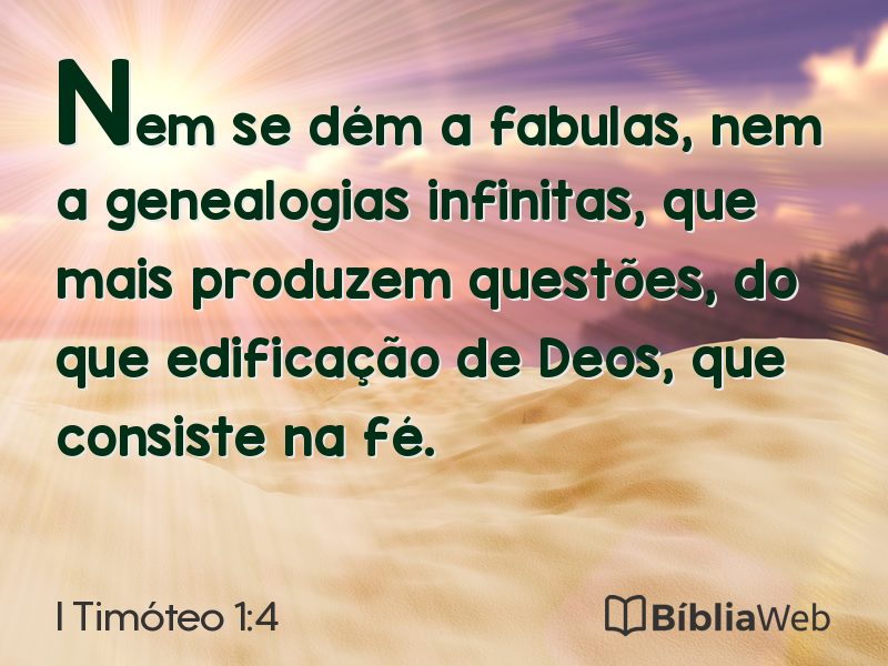 I Timóteo 1:4 em imagem para compartilhar
