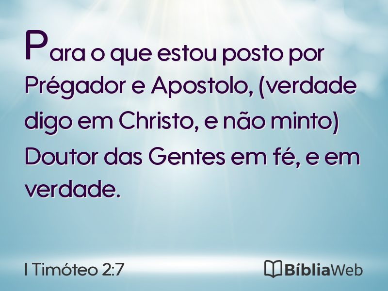 I Timóteo 2:7 em imagem para compartilhar
