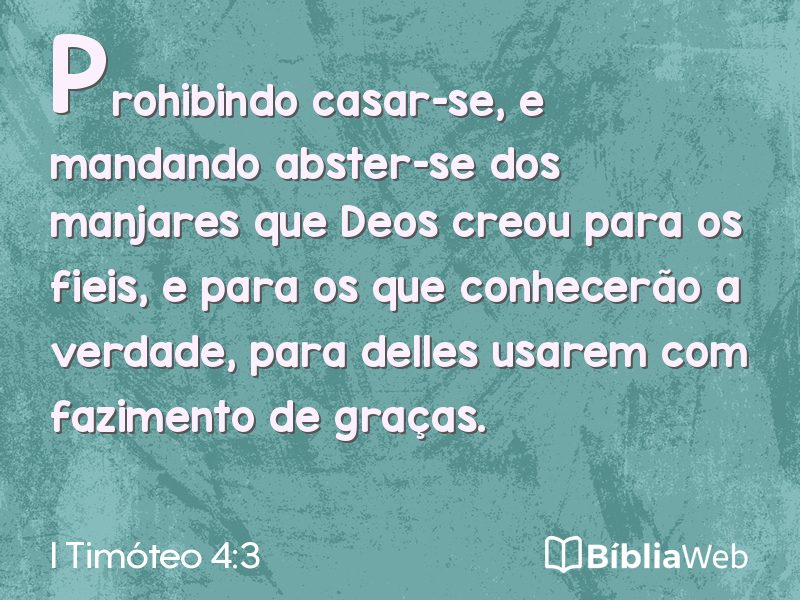 I Timóteo 4:3 em imagem para compartilhar