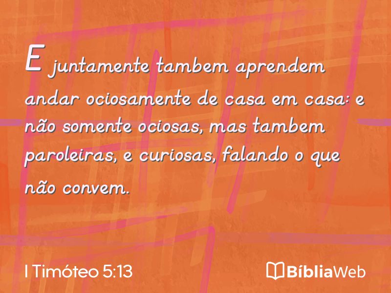 I Timóteo 5:13 em imagem para compartilhar