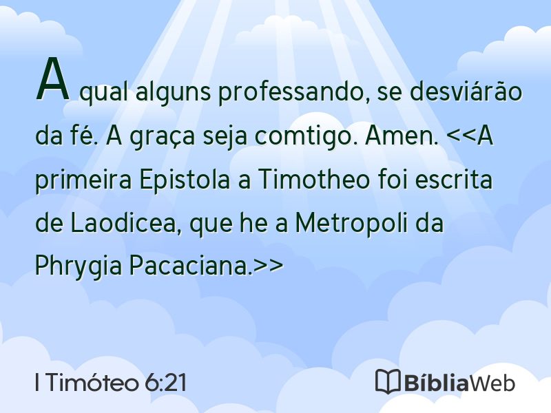 I Timóteo 6:21 em imagem para compartilhar