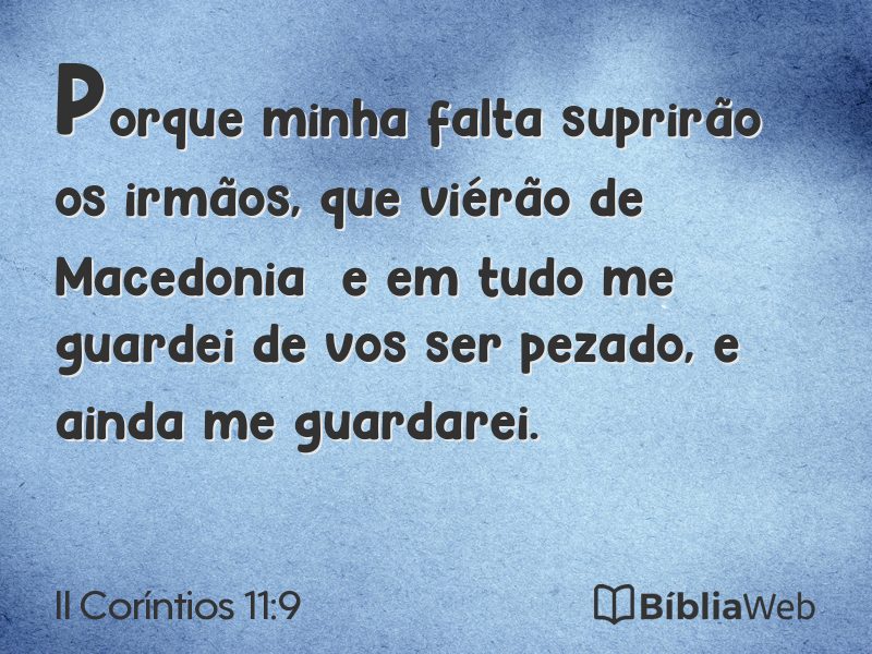II Coríntios 11:9 em imagem para compartilhar