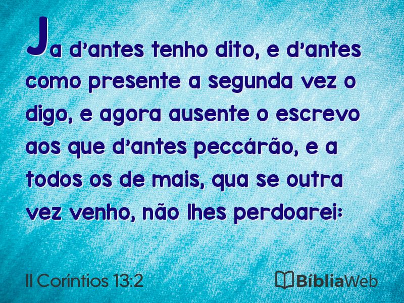 II Coríntios 13:2 em imagem para compartilhar
