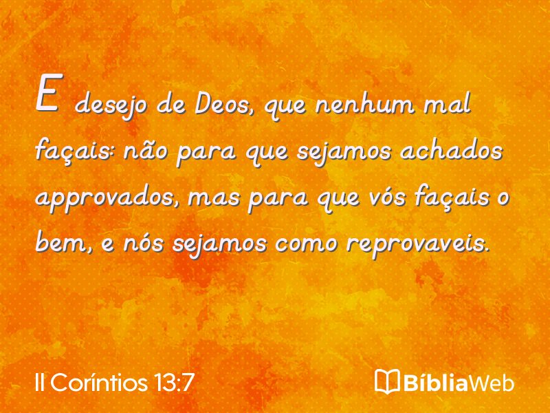 II Coríntios 13:7 em imagem para compartilhar