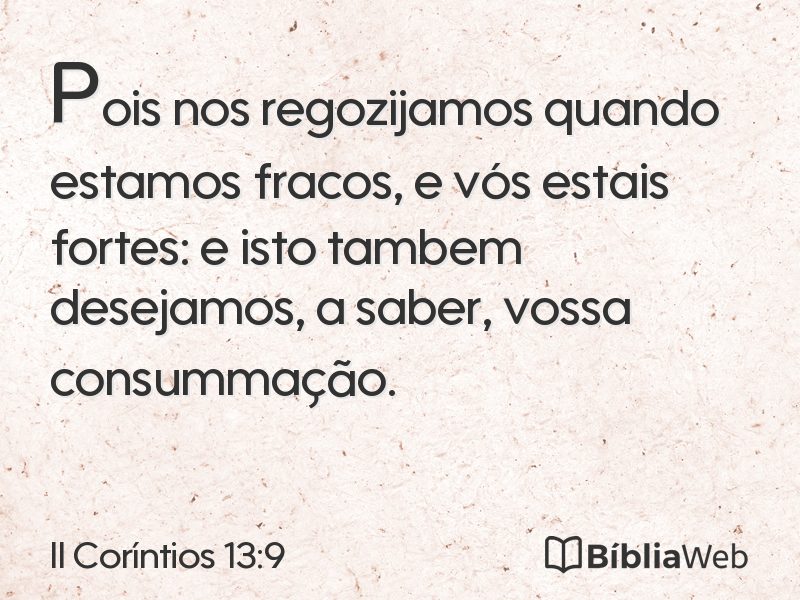 II Coríntios 13:9 em imagem para compartilhar