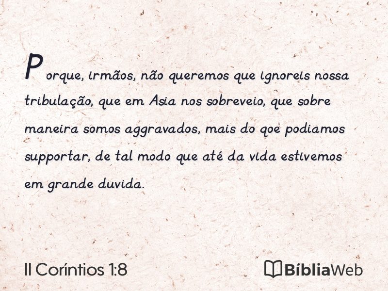 II Coríntios 1:8 em imagem para compartilhar