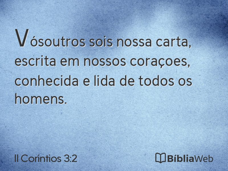 II Coríntios 3:2 em imagem para compartilhar