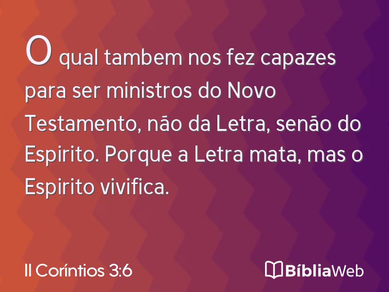 II Coríntios 3:6 em imagem para compartilhar