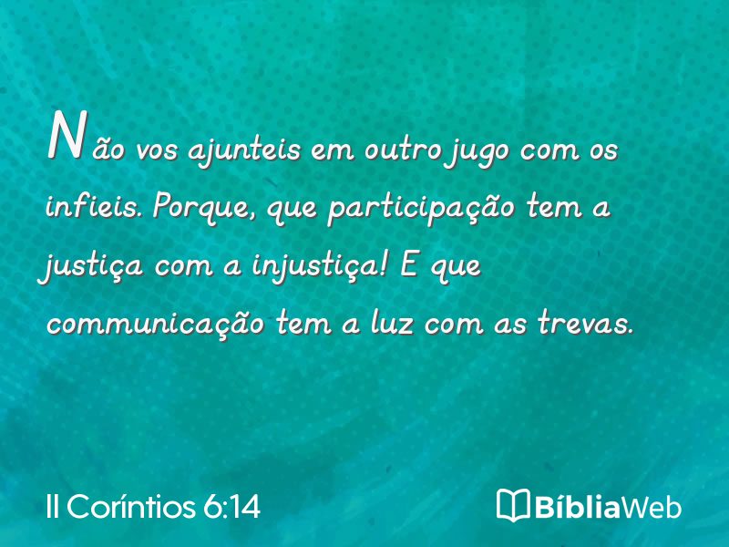II Coríntios 6:14 em imagem para compartilhar