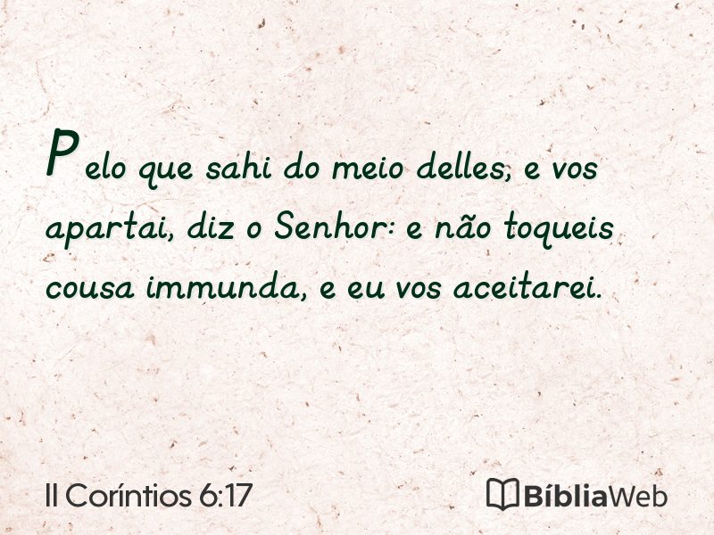 II Coríntios 6:17 em imagem para compartilhar