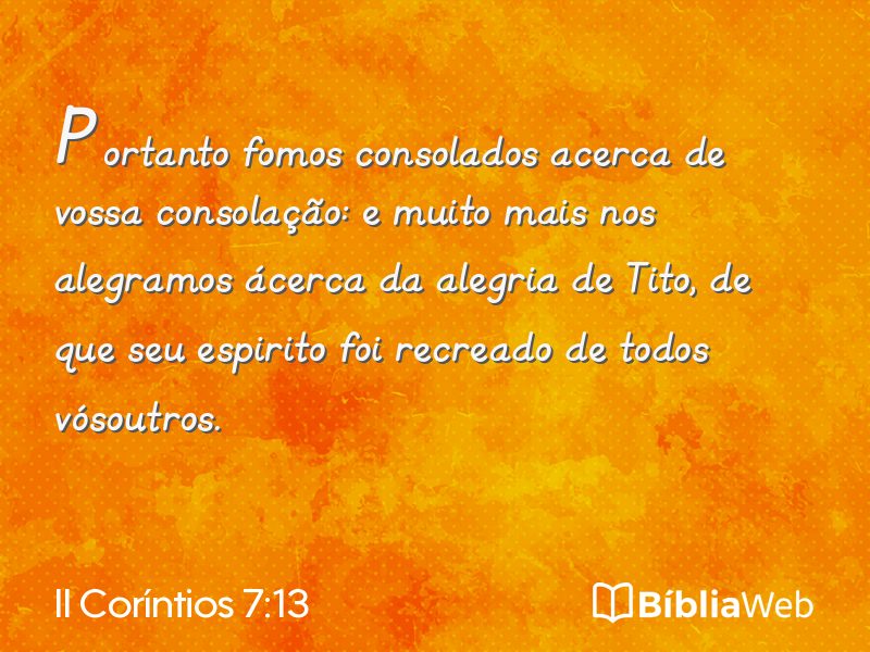 II Coríntios 7:13 em imagem para compartilhar
