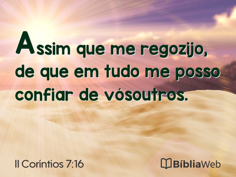 II Coríntios 7:16 em imagem para compartilhar