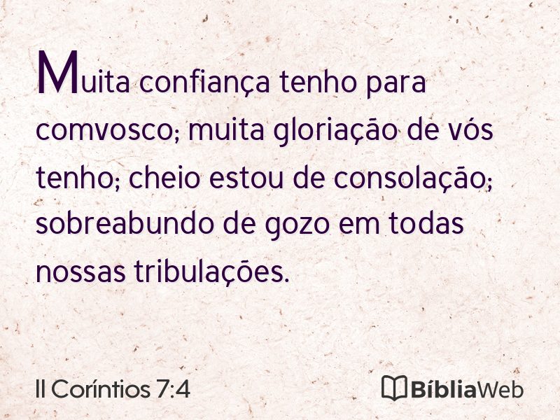 II Coríntios 7:4 em imagem para compartilhar