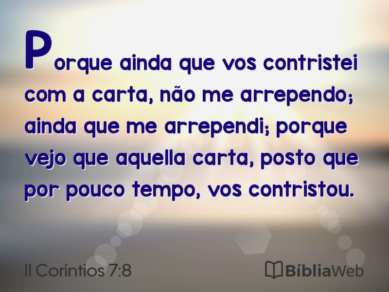 II Coríntios 7:8 em imagem para compartilhar